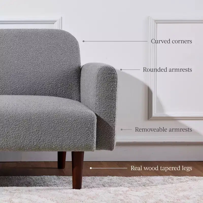 Sofá cama curvado convertible de tela boucle con respaldo dividido, de Best Choice Products