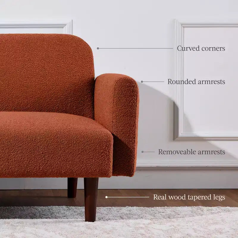 Sofá cama curvado convertible de tela boucle con respaldo dividido, de Best Choice Products