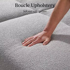 Sofá cama curvado convertible de tela boucle con respaldo dividido, de Best Choice Products