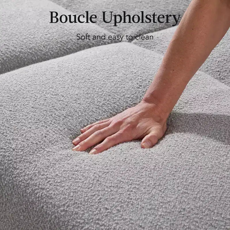 Sofá cama curvado convertible de tela boucle con respaldo dividido, de Best Choice Products