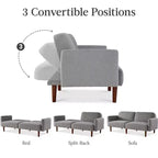 Sofá cama curvado convertible de tela boucle con respaldo dividido, de Best Choice Products