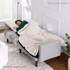 Sofá cama curvado convertible de tela boucle con respaldo dividido, de Best Choice Products