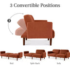 Sofá cama curvado convertible de tela boucle con respaldo dividido, de Best Choice Products