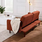 Sofá cama curvado convertible de tela boucle con respaldo dividido, de Best Choice Products