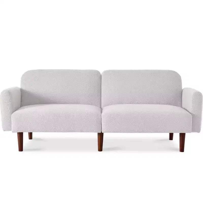 Sofá cama curvado convertible de tela boucle con respaldo dividido, de Best Choice Products