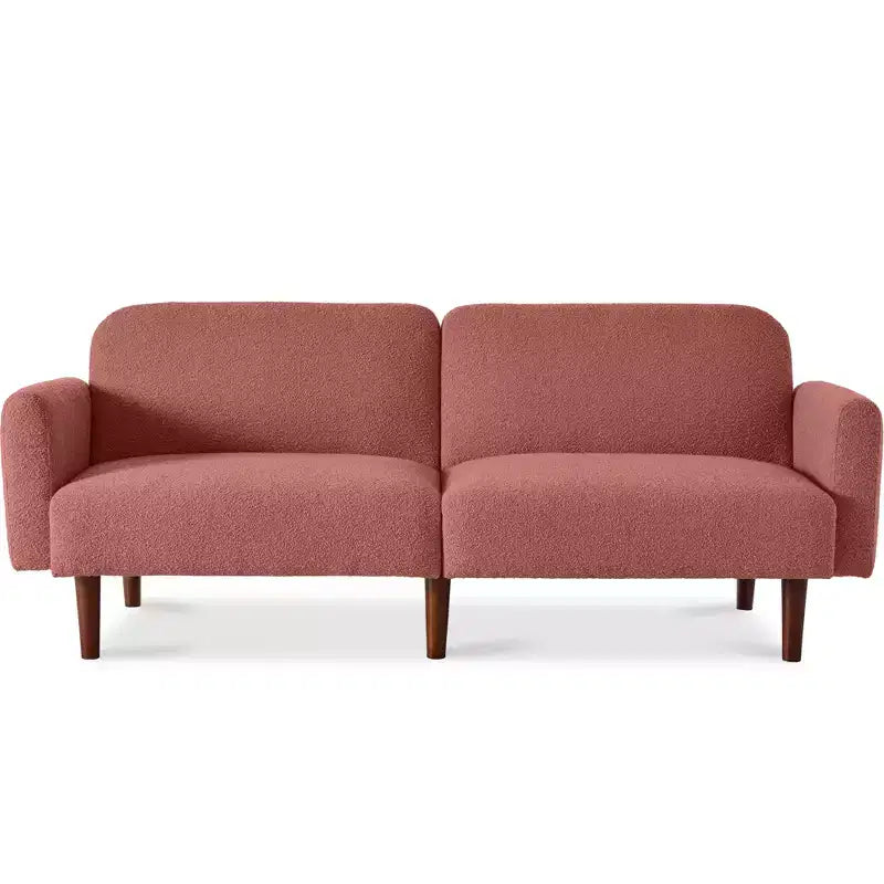 Sofá cama curvado convertible de tela boucle con respaldo dividido, de Best Choice Products