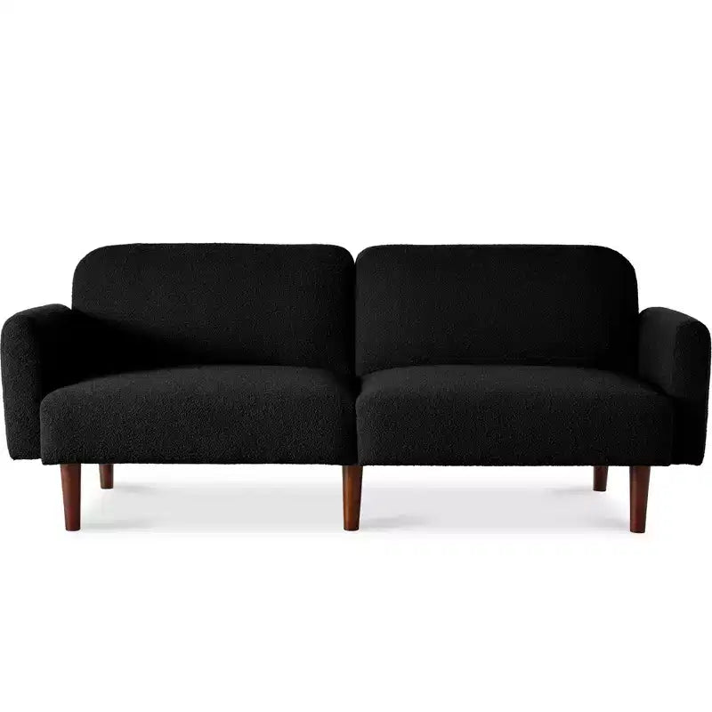 Sofá cama curvado convertible de tela boucle con respaldo dividido, de Best Choice Products