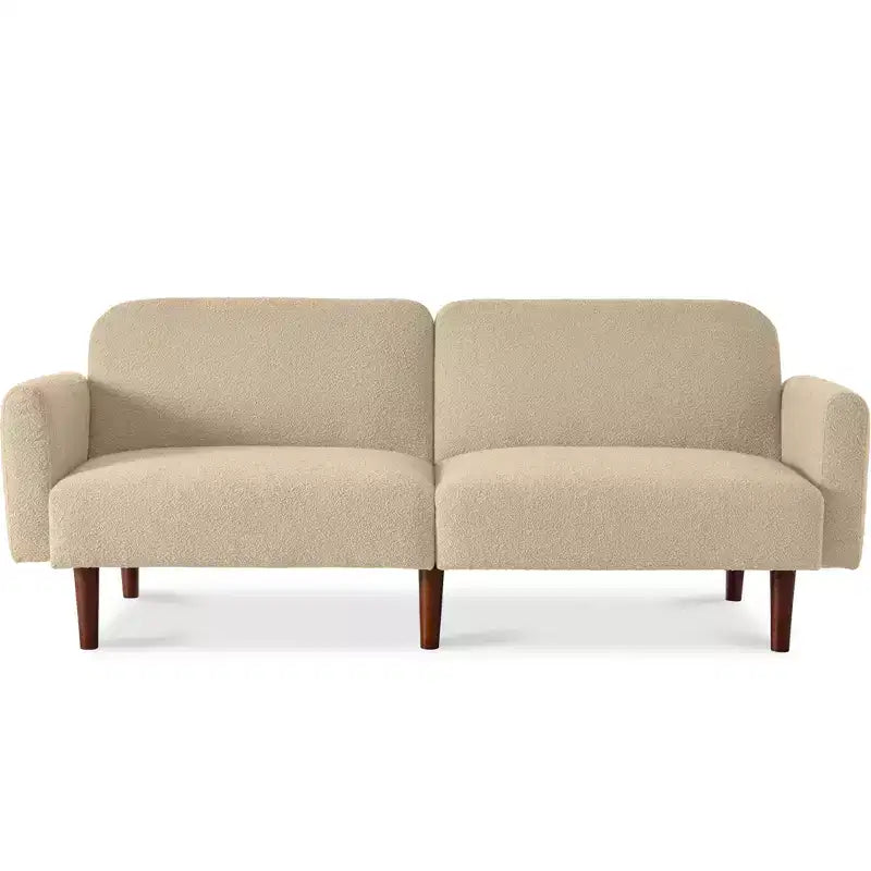Sofá cama curvado convertible de tela boucle con respaldo dividido, de Best Choice Products