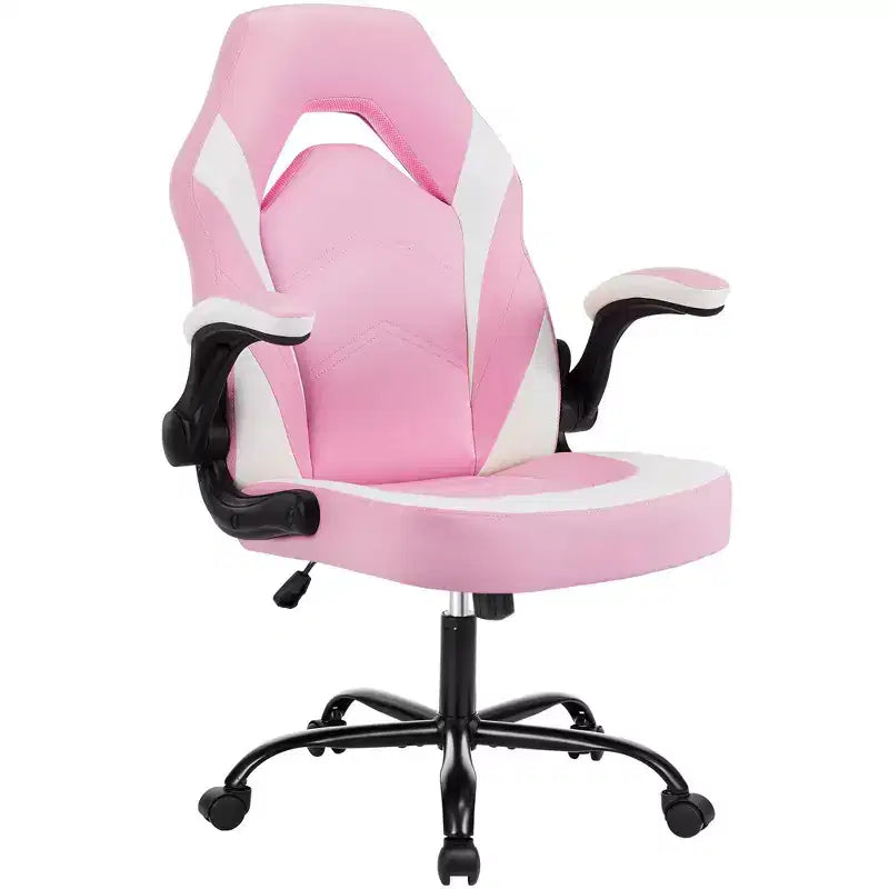 FIRNEWST Próximo nivel de confort en tus juegos: Silla ergonómica de cuero PU con reposabrazos abatibles ajustables