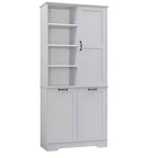 Gabinete de almacenamiento para baño Whisen con cajones, cesto de ropa sucia inclinable y estantes abiertos