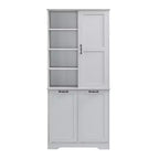Gabinete de almacenamiento para baño Whisen con cajones, cesto de ropa sucia inclinable y estantes abiertos