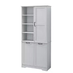 Gabinete de almacenamiento para baño Whisen con cajones, cesto de ropa sucia inclinable y estantes abiertos