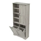 Gabinete de almacenamiento para baño Whisen con cajones, cesto de ropa sucia inclinable y estantes abiertos