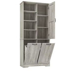 Gabinete de almacenamiento para baño Whisen con cajones, cesto de ropa sucia inclinable y estantes abiertos