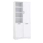 Gabinete de almacenamiento para baño Whisen con cajones, cesto de ropa sucia inclinable y estantes abiertos