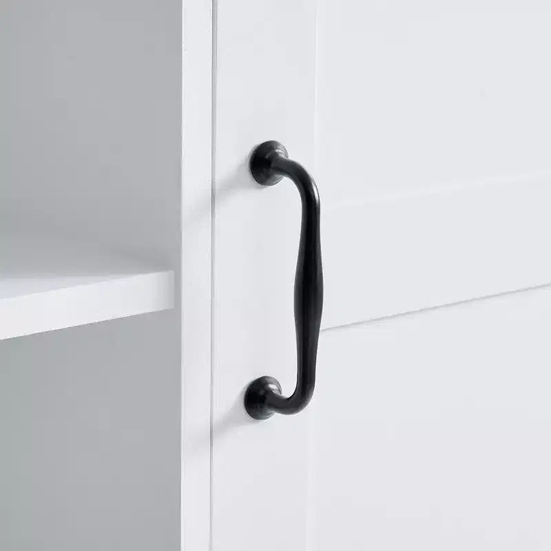 Gabinete de almacenamiento para baño Whisen con cajones, cesto de ropa sucia inclinable y estantes abiertos