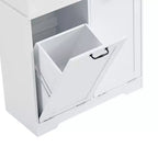 Gabinete de almacenamiento para baño Whisen con cajones, cesto de ropa sucia inclinable y estantes abiertos