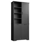 Gabinete de almacenamiento para baño Whisen con cajones, cesto de ropa sucia inclinable y estantes abiertos