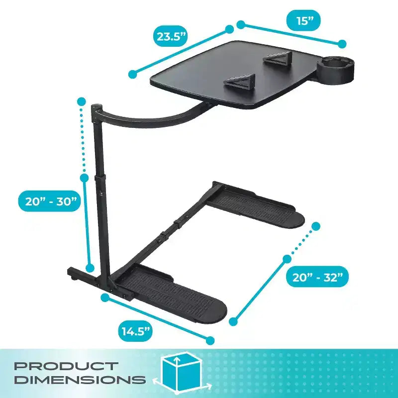Stander Wonder Tray, Bandeja de TV giratoria y ajustable y escritorio para ordenador portátil con portavasos y cuñas para ordenador portátil, XL, Negro