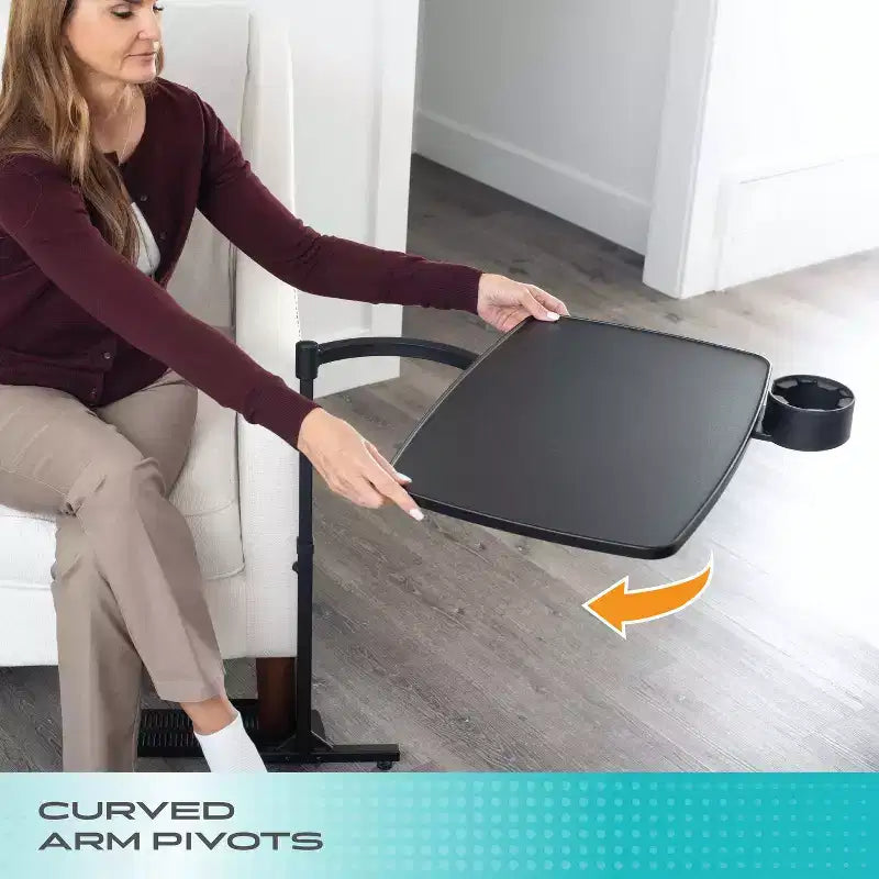 Stander Wonder Tray, Bandeja de TV giratoria y ajustable y escritorio para ordenador portátil con portavasos y cuñas para ordenador portátil, XL, Negro