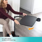 Stander Wonder Tray, Bandeja de TV giratoria y ajustable y escritorio para ordenador portátil con portavasos y cuñas para ordenador portátil, XL, Negro