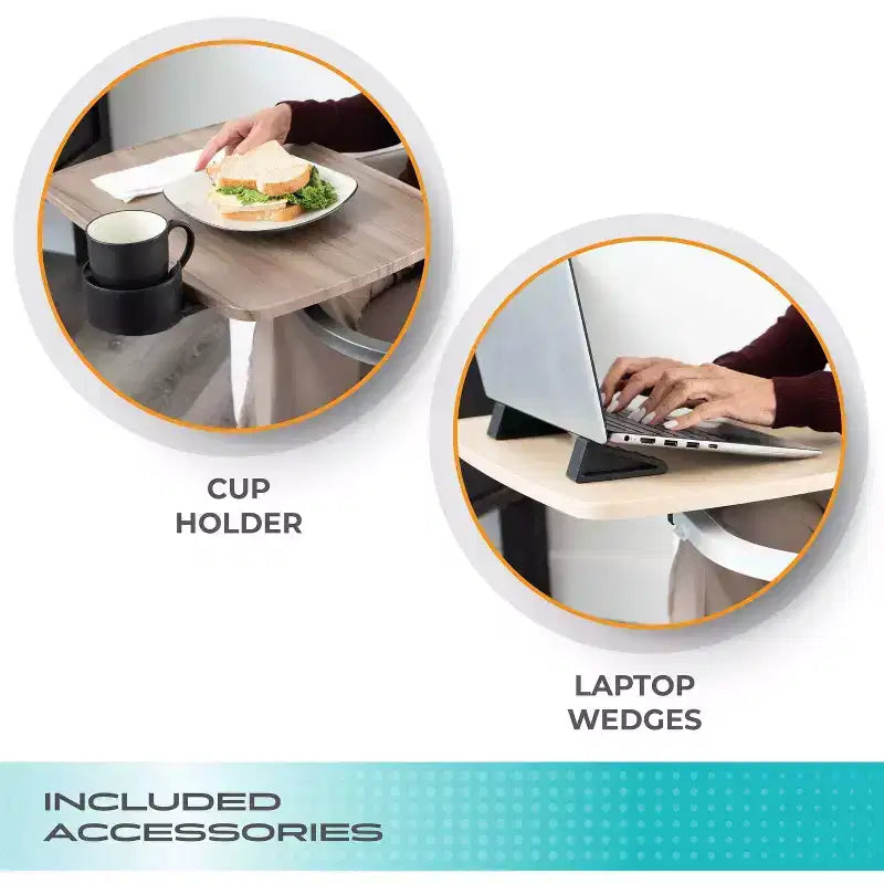 Stander Wonder Tray, Bandeja de TV giratoria y ajustable y escritorio para ordenador portátil con portavasos y cuñas para ordenador portátil, XL, Negro