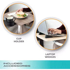 Stander Wonder Tray, Bandeja de TV giratoria y ajustable y escritorio para ordenador portátil con portavasos y cuñas para ordenador portátil, XL, Negro