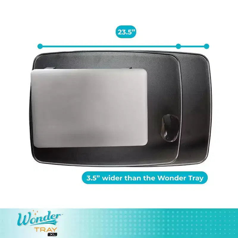 Stander Wonder Tray, Bandeja de TV giratoria y ajustable y escritorio para ordenador portátil con portavasos y cuñas para ordenador portátil, XL, Negro
