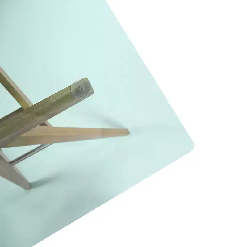 Escritorio GDFStudio Aviary de madera de acacia con tapa de cristal, diseño moderno de mediados de siglo, natural/verde