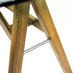 Escritorio GDFStudio Aviary de madera de acacia con tapa de cristal, diseño moderno de mediados de siglo, natural/verde