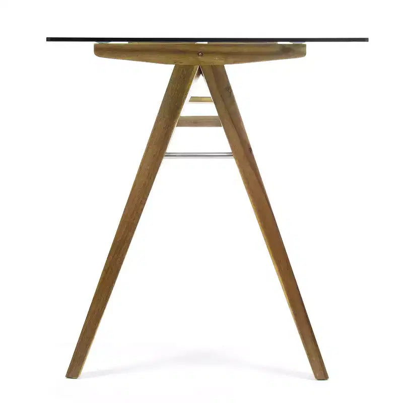 Escritorio GDFStudio Aviary de madera de acacia con tapa de cristal, diseño moderno de mediados de siglo, natural/verde