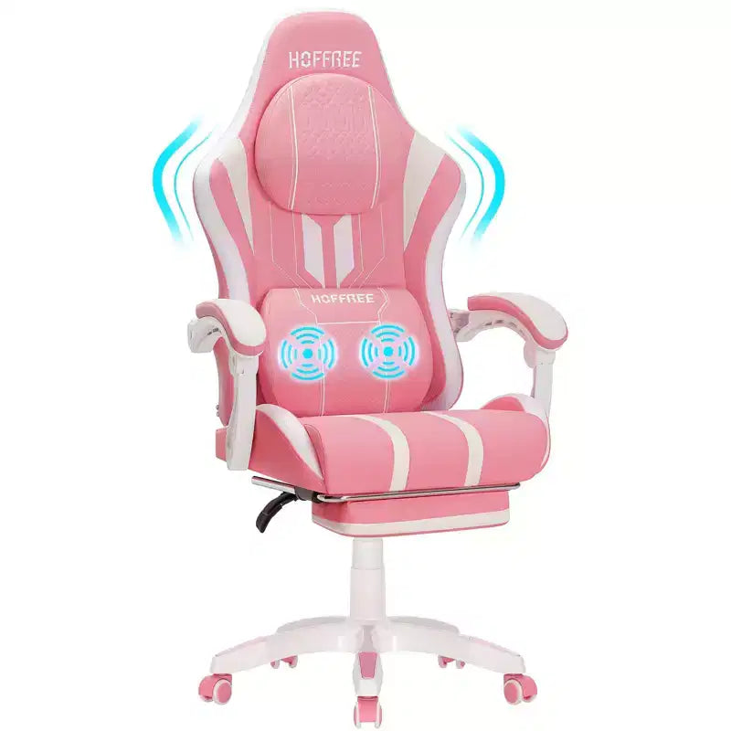 Sillón ergonómico de oficina y gaming Hoffree extragrande con masaje, reposapiés y ajustable para PC