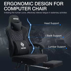 Sillón de juego de masaje Hoffree de tela transpirable, silla ergonómica de oficina para PC con reposapiés y ajustable