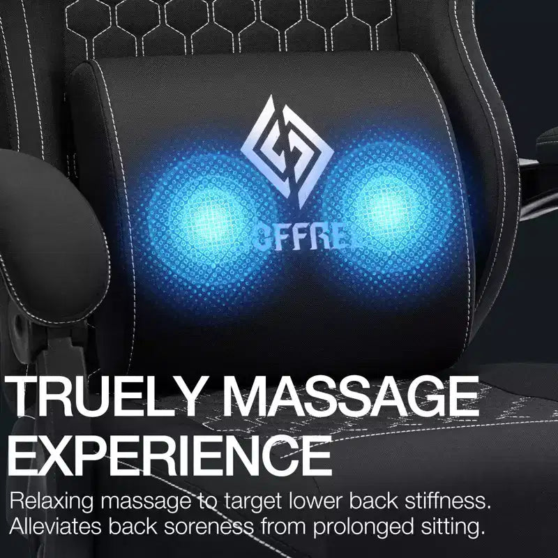 Sillón de juego de masaje Hoffree de tela transpirable, silla ergonómica de oficina para PC con reposapiés y ajustable