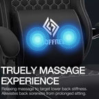 Sillón de juego de masaje Hoffree de tela transpirable, silla ergonómica de oficina para PC con reposapiés y ajustable