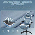 Sillón de juego de masaje Hoffree de tela transpirable, silla ergonómica de oficina para PC con reposapiés y ajustable