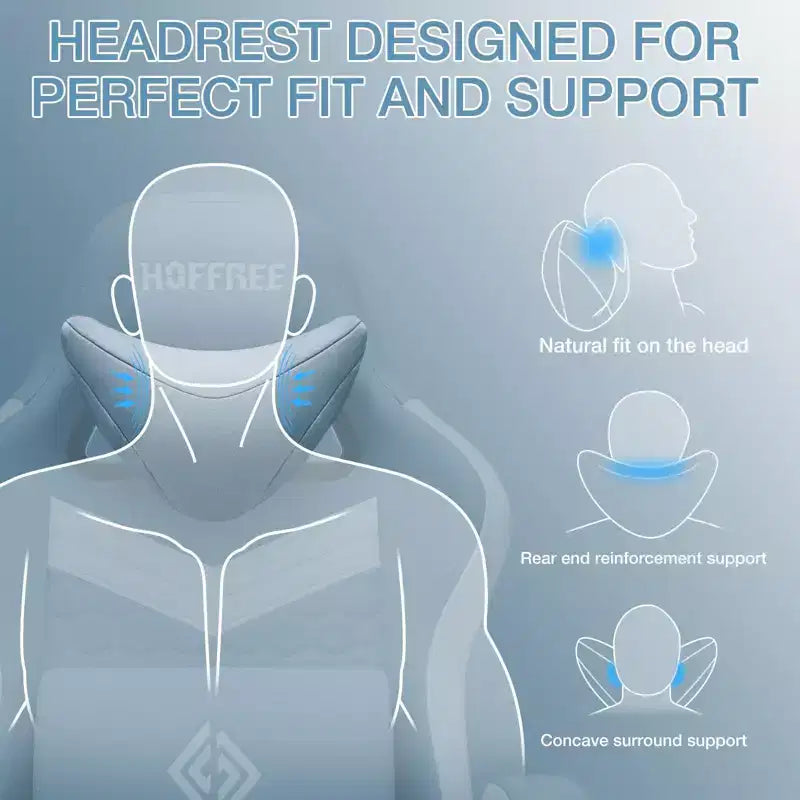 Sillón de juego de masaje Hoffree de tela transpirable, silla ergonómica de oficina para PC con reposapiés y ajustable