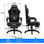 Sillón de juego de masaje Hoffree de tela transpirable, silla ergonómica de oficina para PC con reposapiés y ajustable