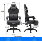 Sillón de juego de masaje Hoffree de tela transpirable, silla ergonómica de oficina para PC con reposapiés y ajustable