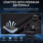 Sillón de juego de masaje Hoffree de tela transpirable, silla ergonómica de oficina para PC con reposapiés y ajustable