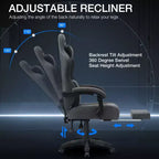 Sillón de juego de masaje Hoffree de tela transpirable, silla ergonómica de oficina para PC con reposapiés y ajustable