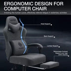 Sillón de juego de masaje Hoffree de tela transpirable, silla ergonómica de oficina para PC con reposapiés y ajustable