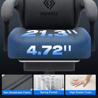 Sillón de juego de masaje Hoffree de tela transpirable, silla ergonómica de oficina para PC con reposapiés y ajustable