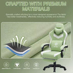 Sillón de juego de masaje Hoffree de tela transpirable, silla ergonómica de oficina para PC con reposapiés y ajustable