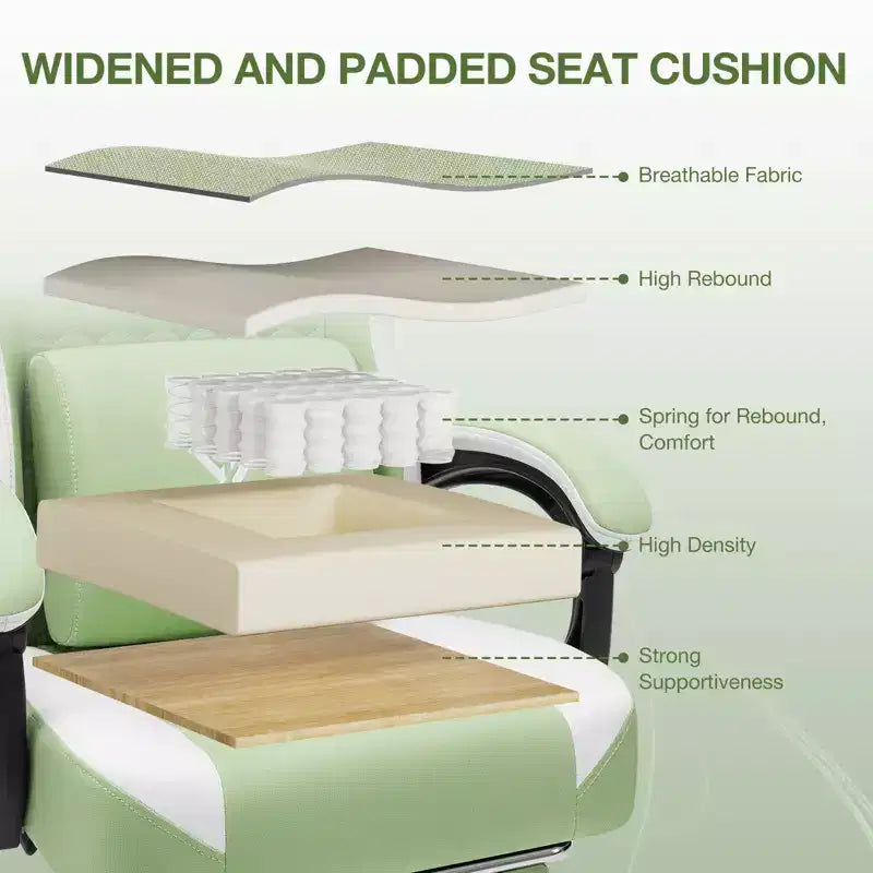Sillón de juego de masaje Hoffree de tela transpirable, silla ergonómica de oficina para PC con reposapiés y ajustable