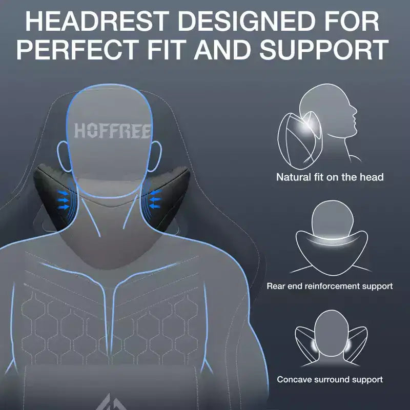 Sillón de juego de masaje Hoffree de tela transpirable, silla ergonómica de oficina para PC con reposapiés y ajustable