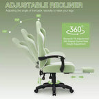 Sillón de juego de masaje Hoffree de tela transpirable, silla ergonómica de oficina para PC con reposapiés y ajustable