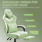 Sillón de juego de masaje Hoffree de tela transpirable, silla ergonómica de oficina para PC con reposapiés y ajustable