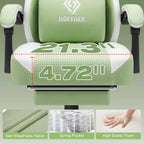 Sillón de juego de masaje Hoffree de tela transpirable, silla ergonómica de oficina para PC con reposapiés y ajustable