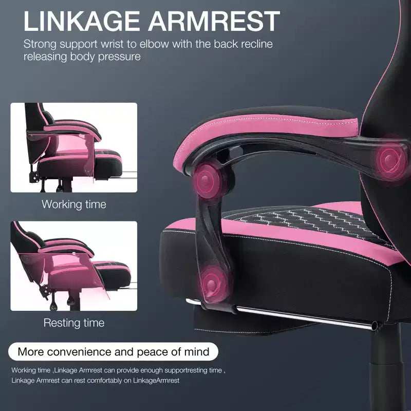 Sillón de juego de masaje Hoffree de tela transpirable, silla ergonómica de oficina para PC con reposapiés y ajustable